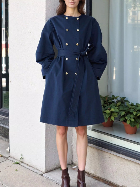 Modern Finesse Liora Double-Breasted Long Sleeve Trench Coat