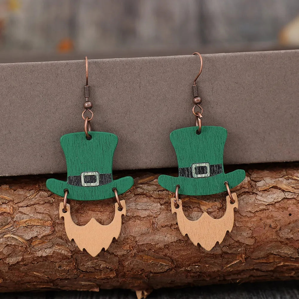 HOF Vale Wooden Hat Shape Dangle Earrings