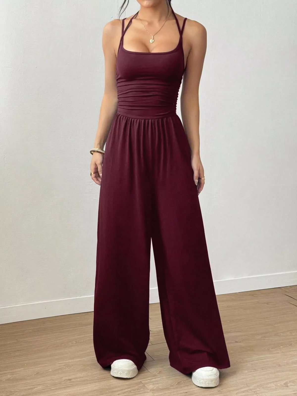 Modern Finesse Brielle Spaghetti Strap Wide-Leg Jumpsuit