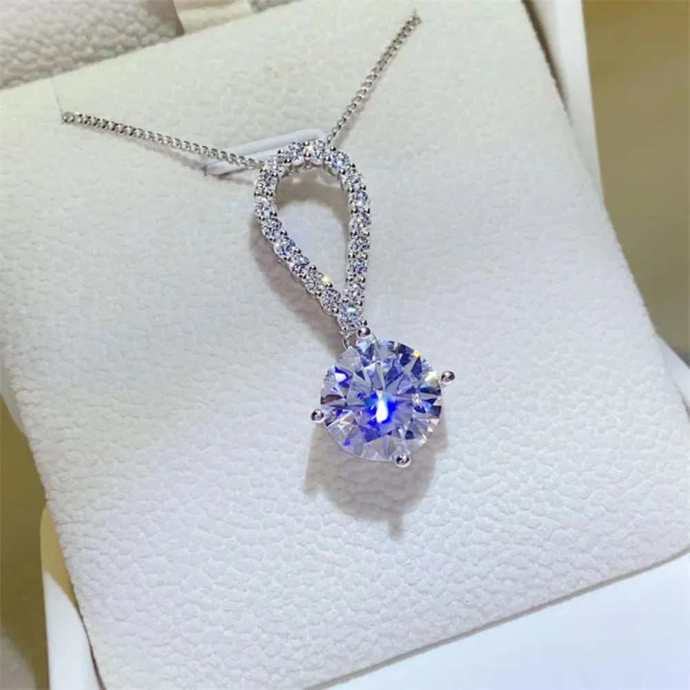 House Of Finesse Teardrop Radiance 5 Carat Moissanite Necklace in silver