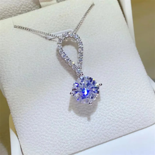 House Of Finesse Teardrop Radiance 5 Carat Moissanite Necklace in silver