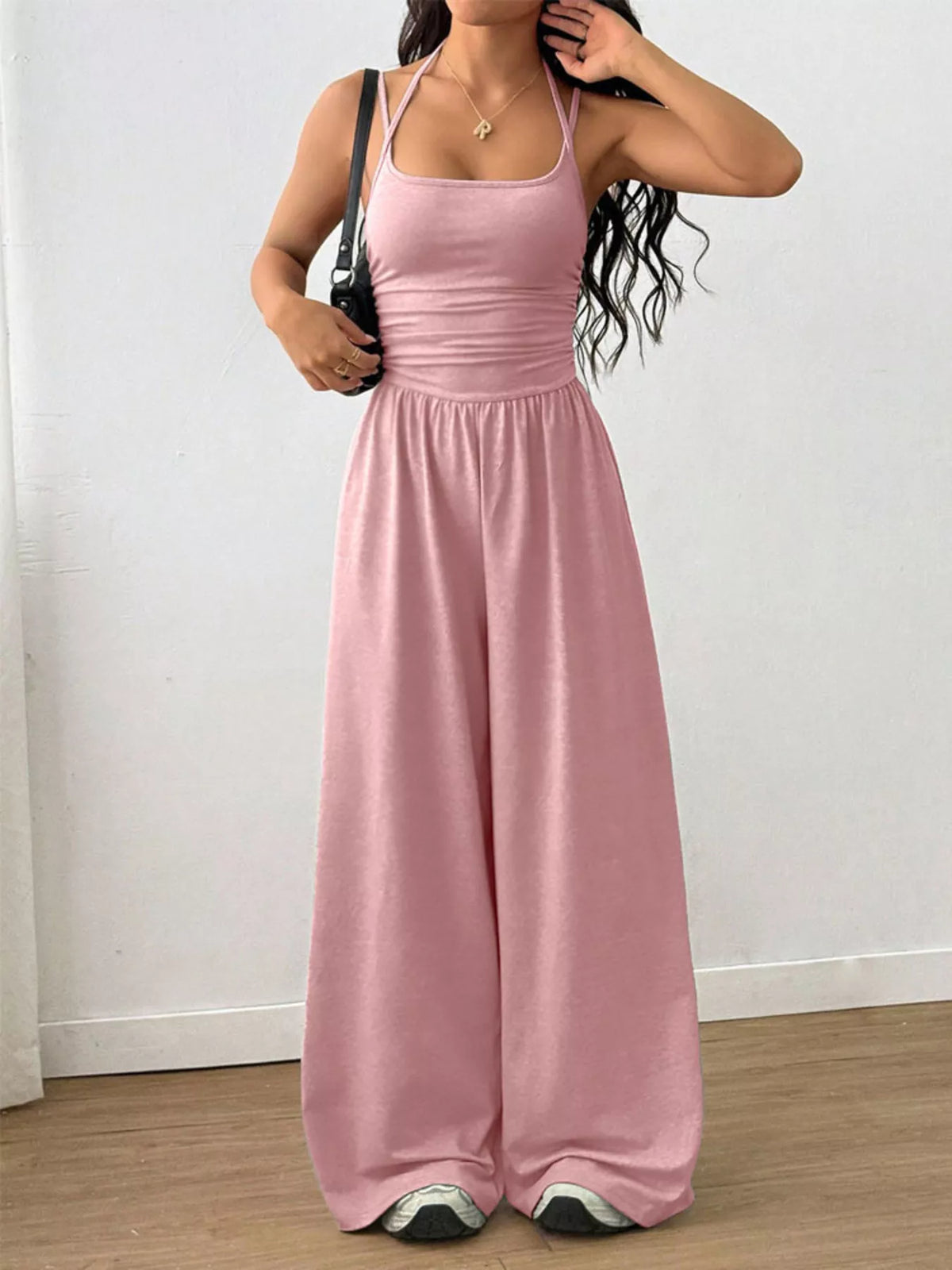 Modern Finesse Brielle Spaghetti Strap Wide-Leg Jumpsuit
