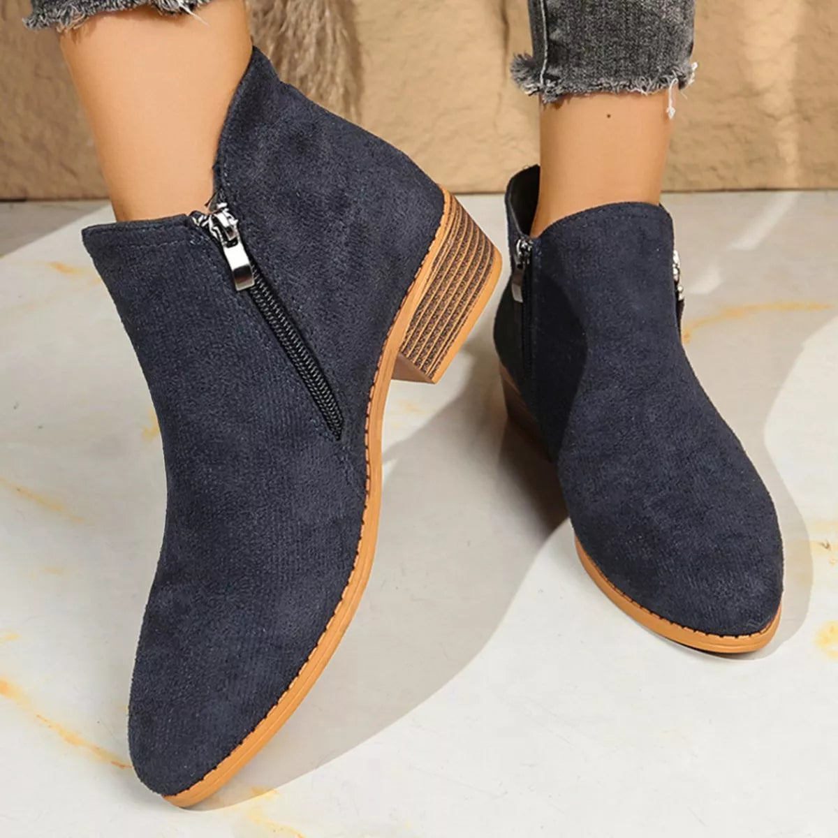 Modern Finesse Gallery Suede Point-Toe Low-Heel Boots - product view 13