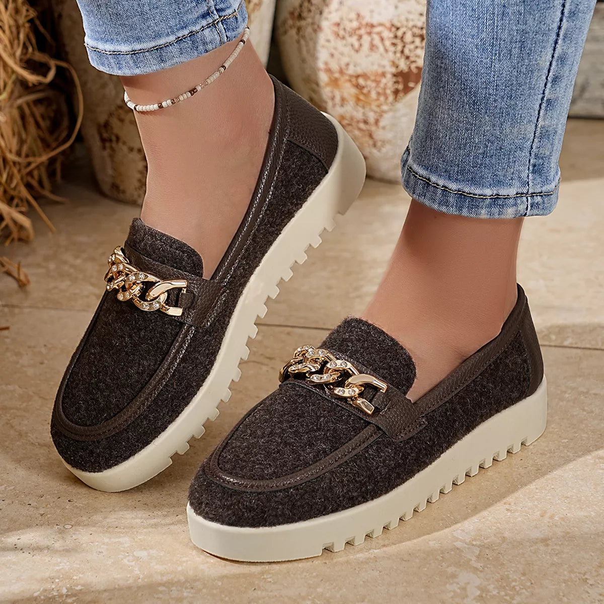 Modern Finesse Platform Line Round-Toe Slip-Ons