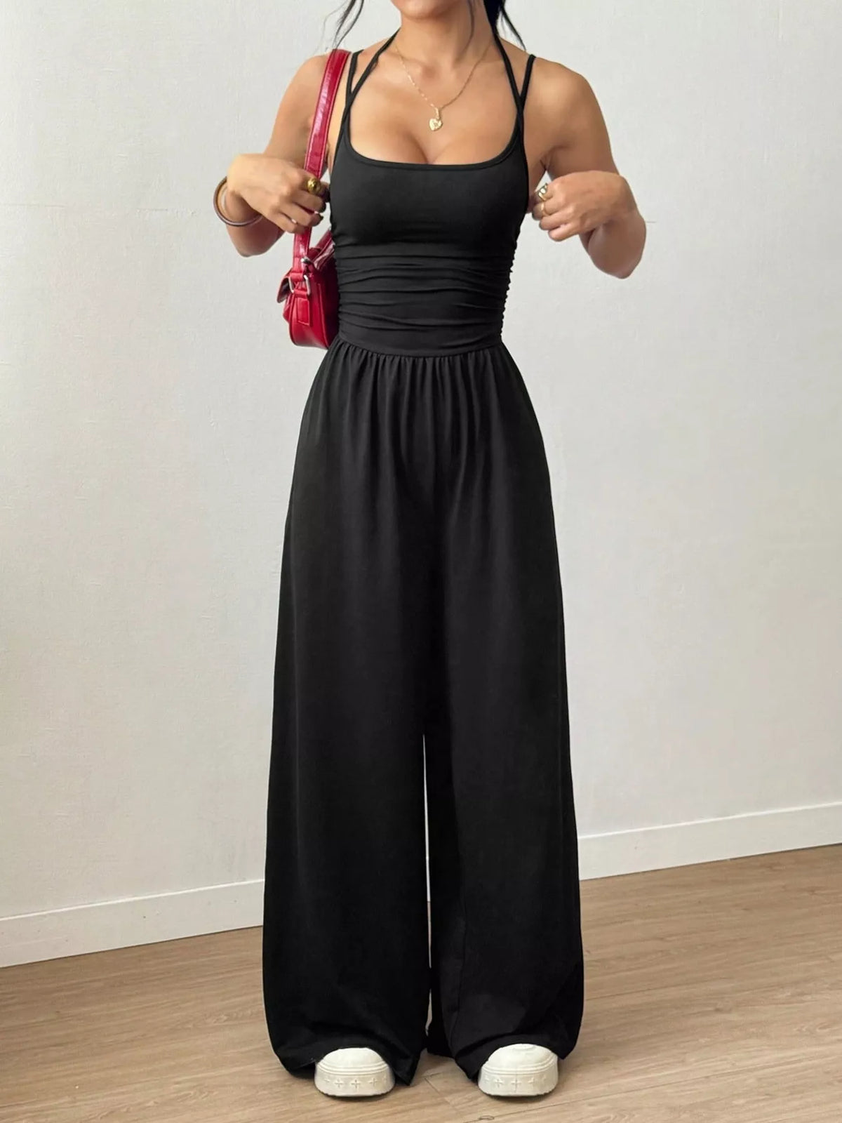 Modern Finesse Brielle Spaghetti Strap Wide-Leg Jumpsuit