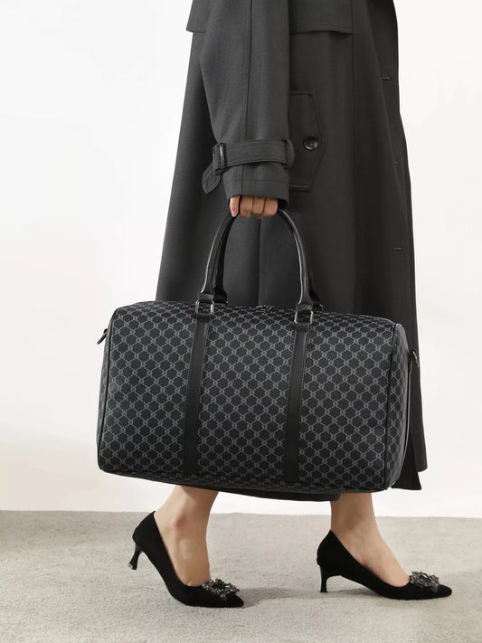 Modern Finesse Geo Route PU Leather Travel Duffel Bag