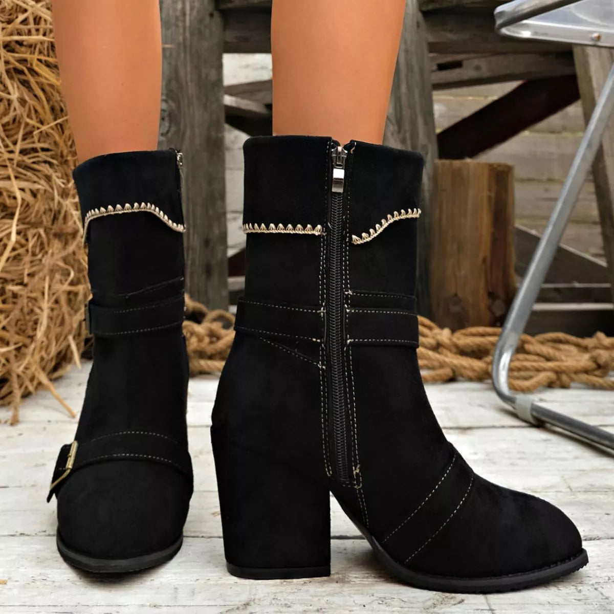 Modern Finesse Regent Suede Point-Toe Mid-Heel Boots - product view 3