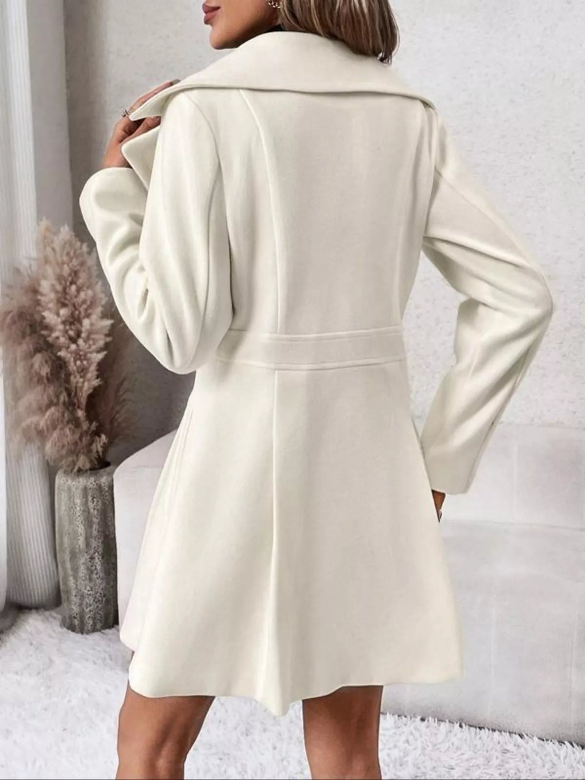 Modern Finesse Celine Double-Breasted Peplum Coat