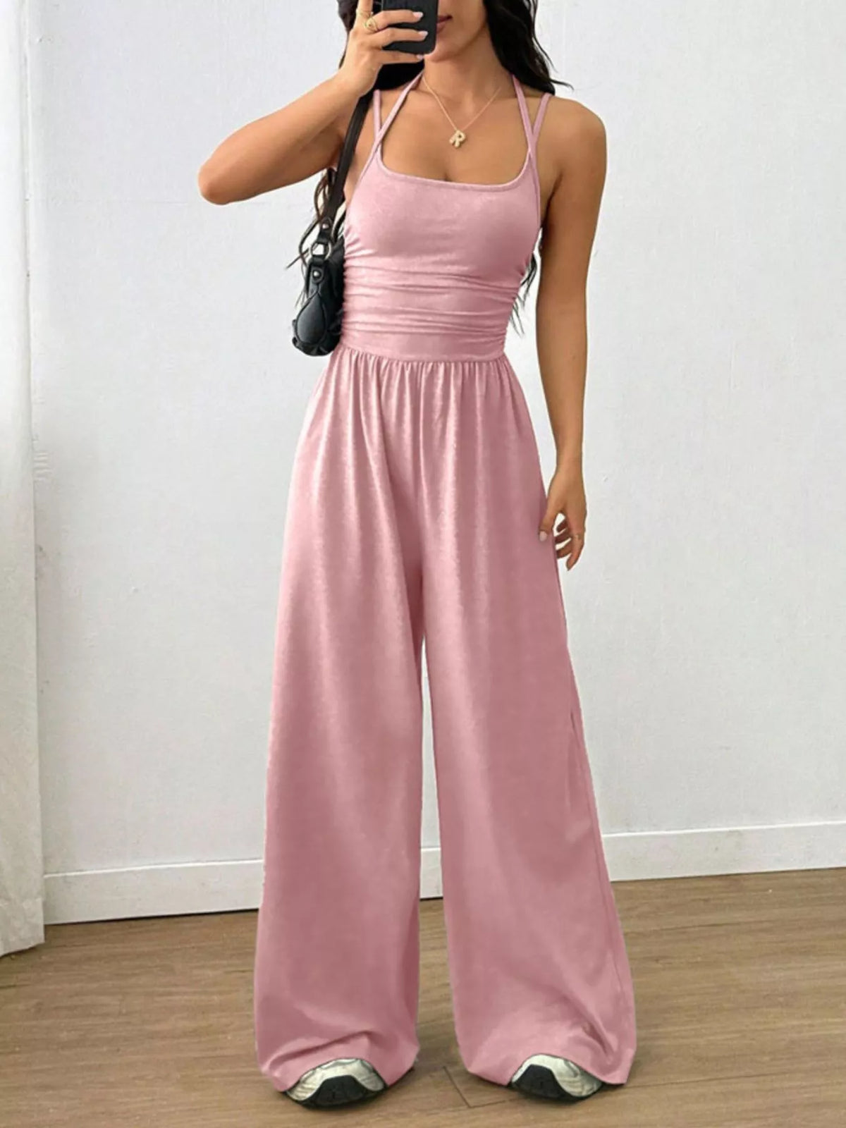 Modern Finesse Brielle Spaghetti Strap Wide-Leg Jumpsuit
