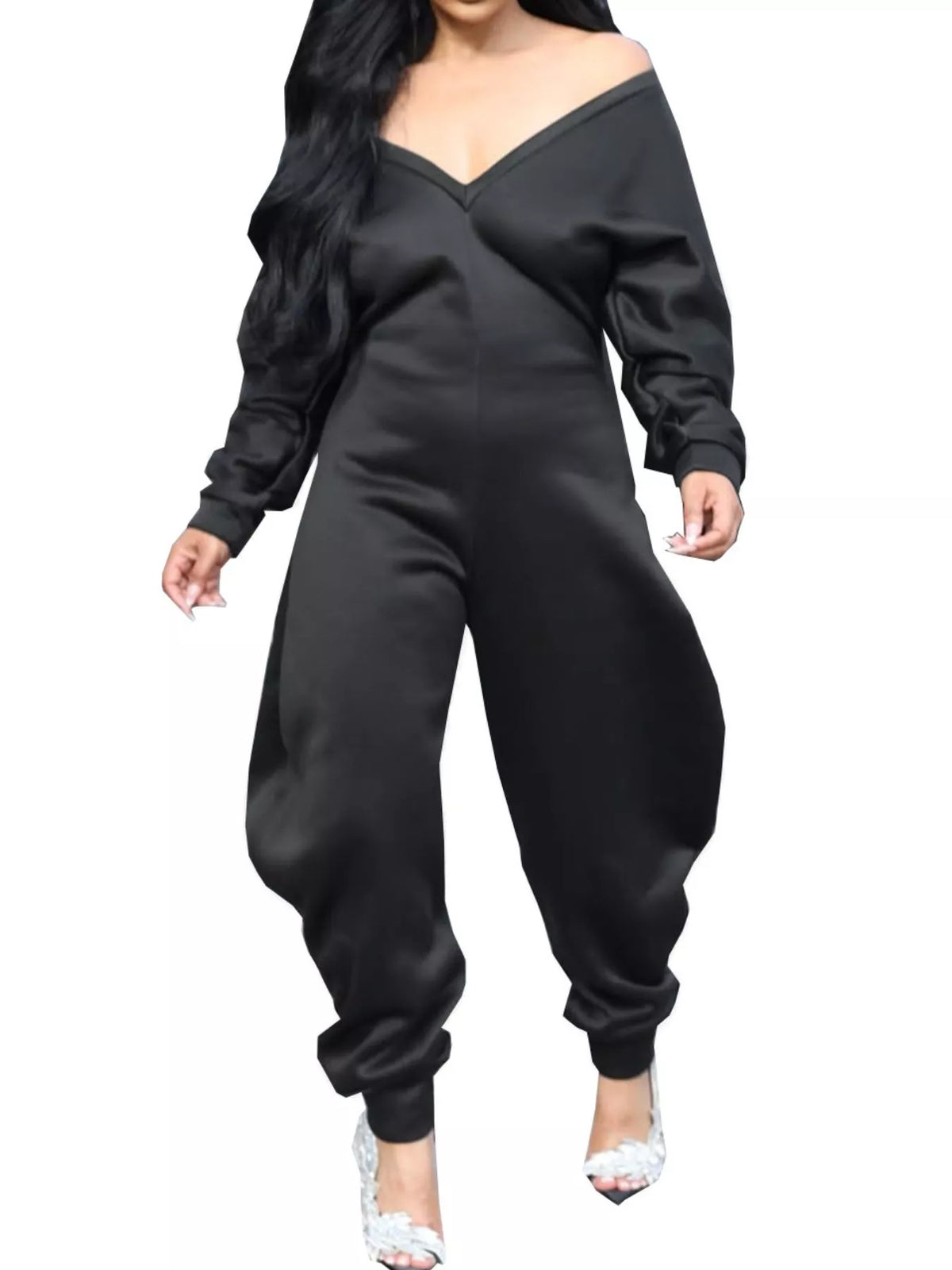 Modern Finesse Seren Off-Shoulder Long Sleeve Casual Jumpsuit