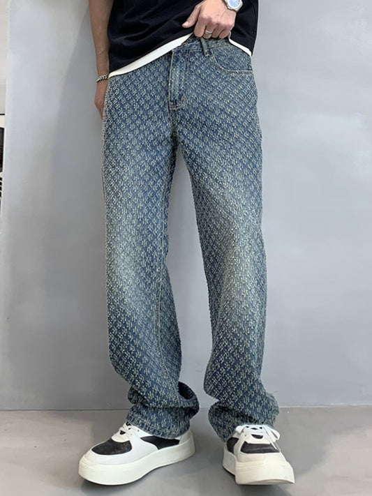 Modern Finesse Soren Men's Textured Pattern Relaxed Fit Jeans