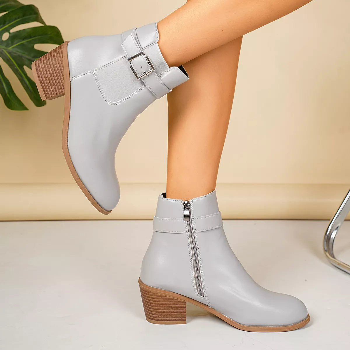 Modern Finesse Sharp Step Point-Toe Block-Heel Boots