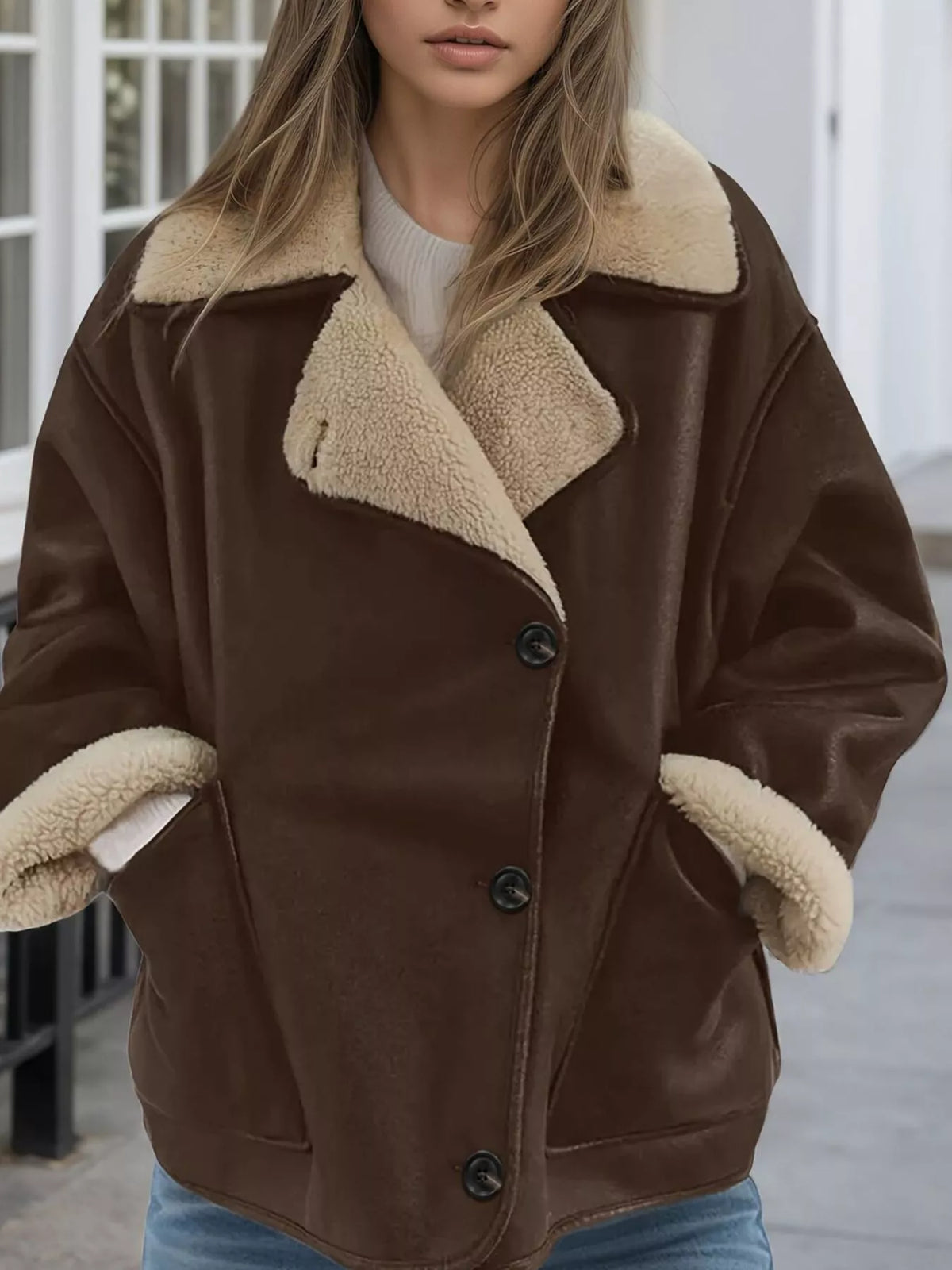 Modern Finesse Reverie Sherpa Lined Button Down Outerwear