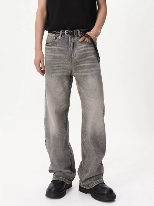 Modern Finesse Logan Men's Vintage Wash Wide-Leg Jeans