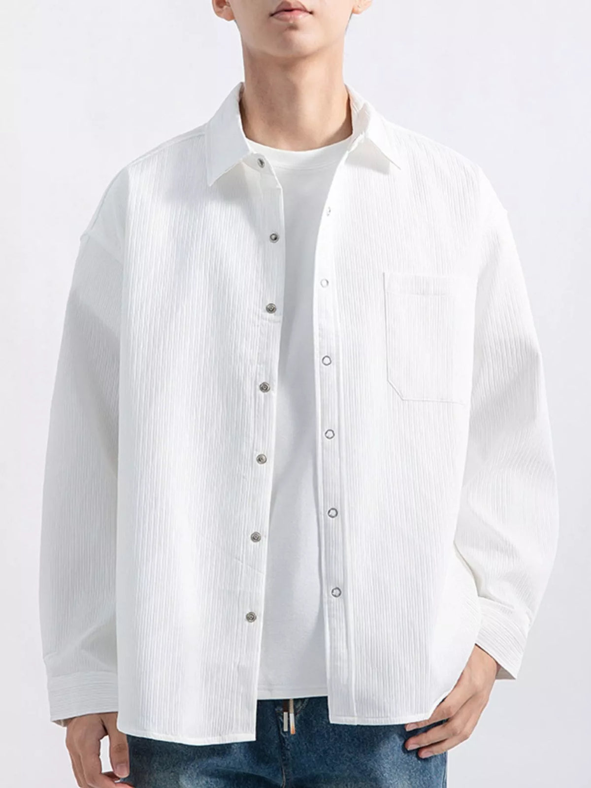Modern Finesse Textured Pocketed Button-Down Shirt - Men's Plus Size