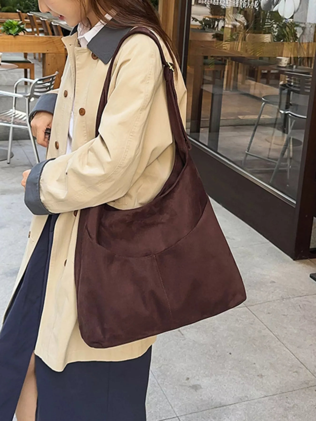 Modern Finesse Earthline Suede Shoulder Bag