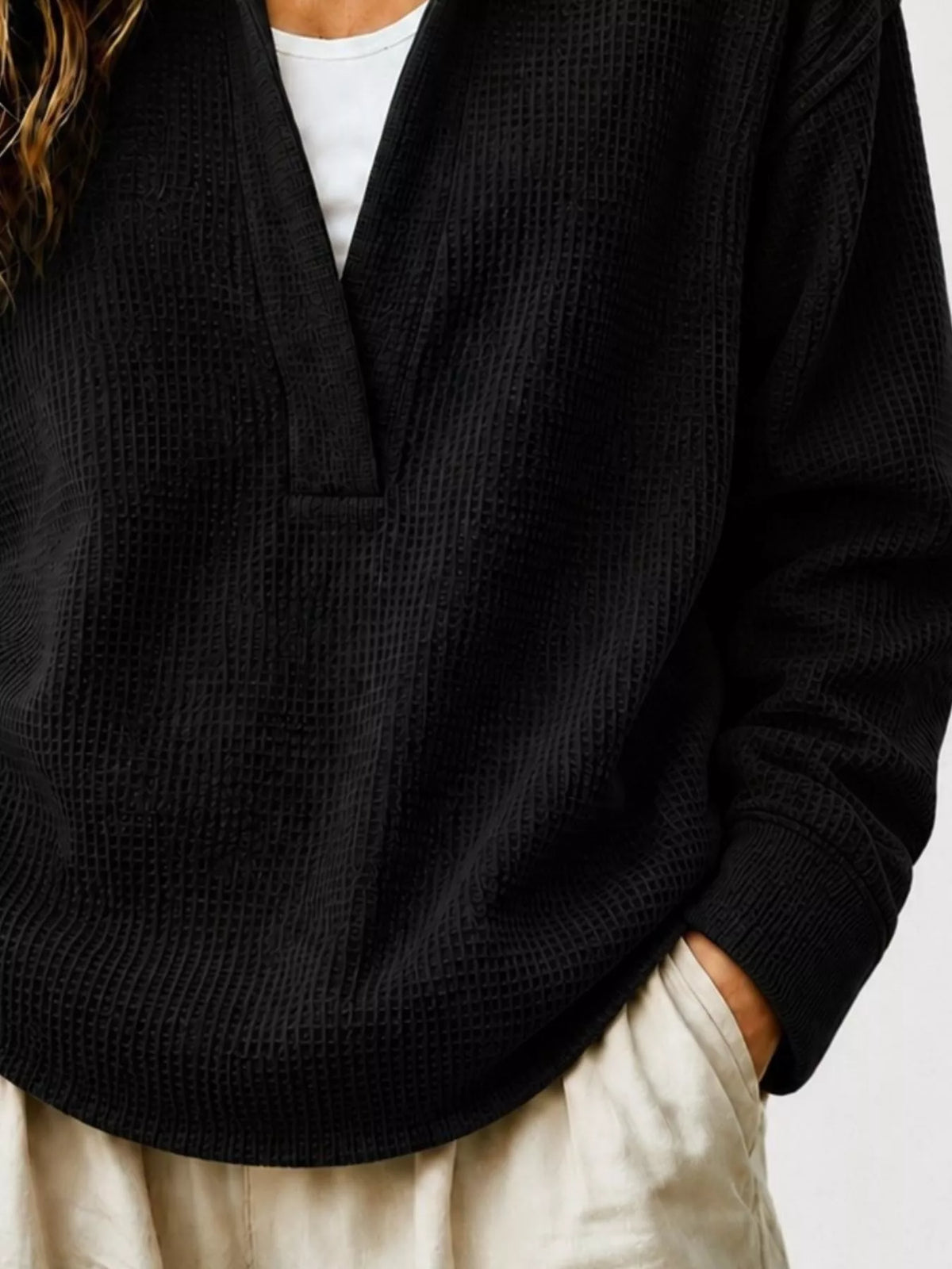 Modern Finesse Slow Sunday Waffle Sweatshirt