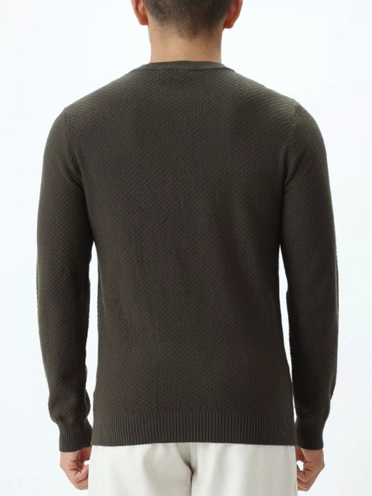 Modern Finesse Atlas Men's Textured Crew Neck Sweater — Extended Sizes