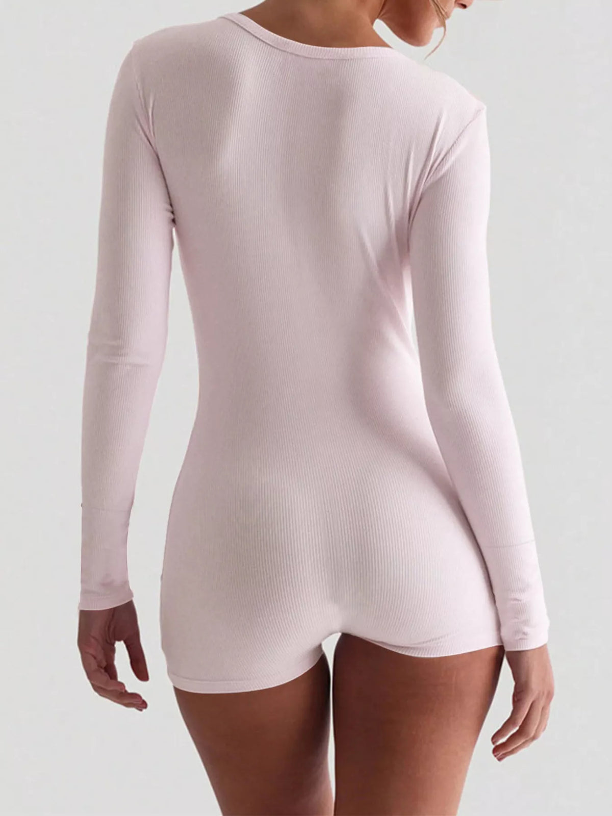Modern Finesse Lyra Ribbed Knit Long Sleeve Romper