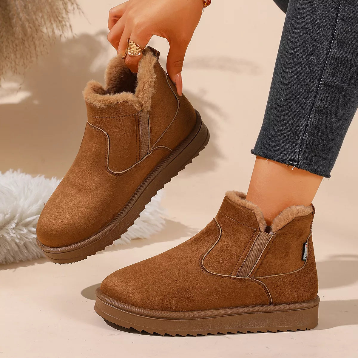 Modern Finesse Winter Walk Plush-Lined Suede Ankle Boots