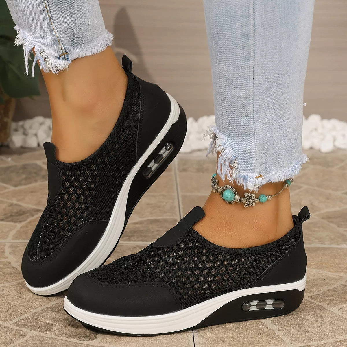 Modern Finesse Sienna Breathable Mesh Wedge Slip-Ons