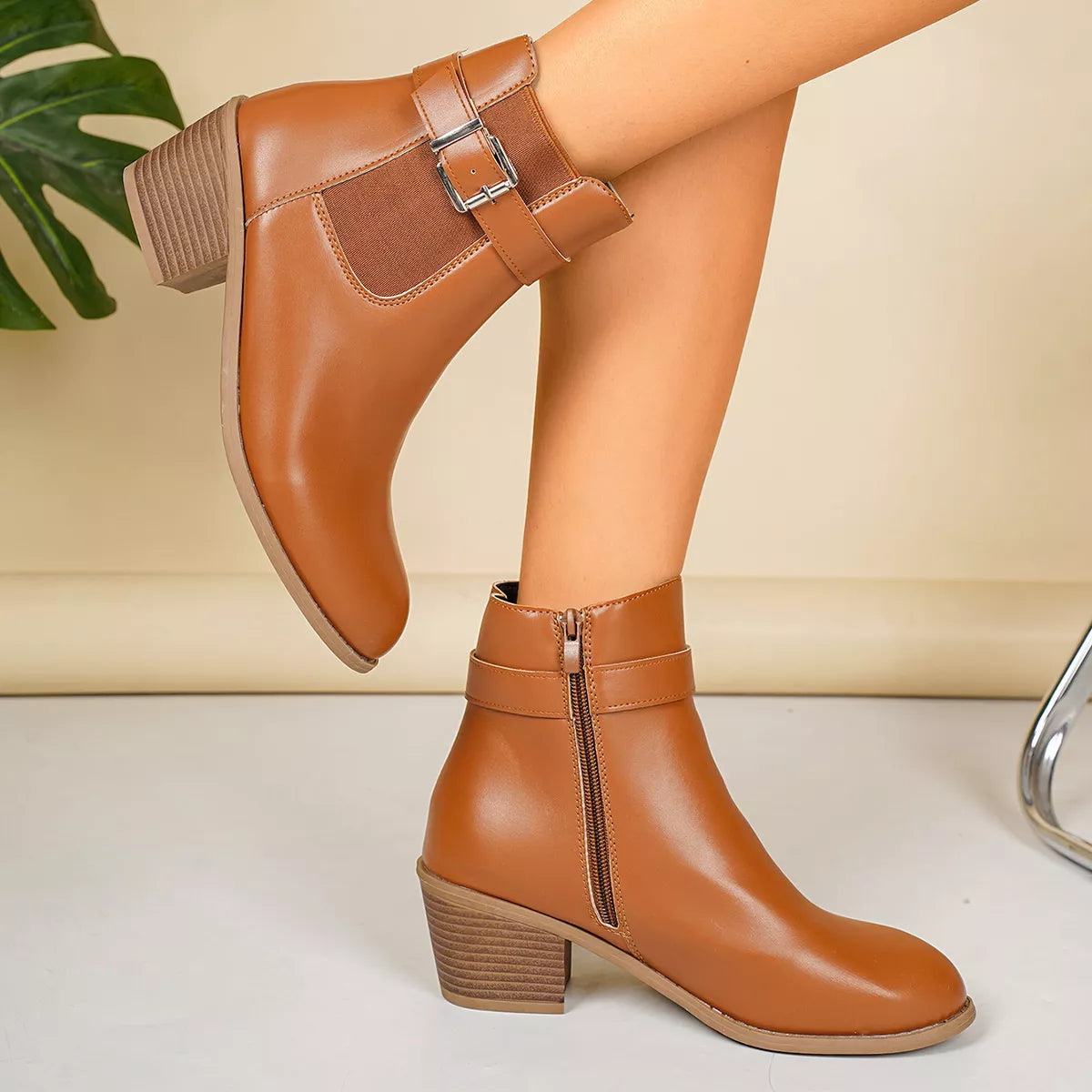 Modern Finesse Sharp Step Point-Toe Block-Heel Boots