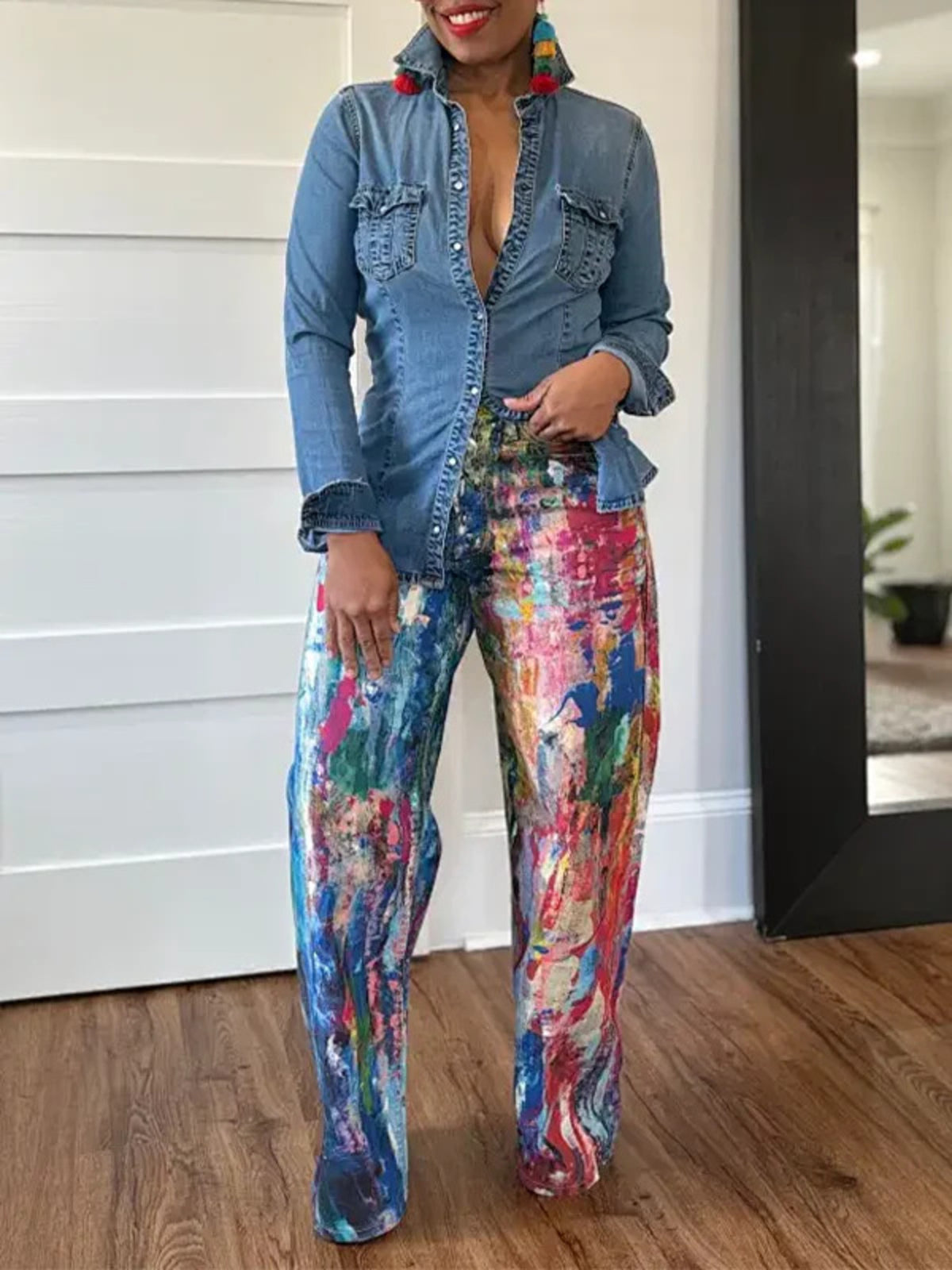Modern Finesse Elara Painted Wide-Leg Pants