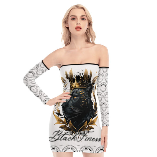 Black Finesse MILF Off-Shoulder Lace-Up Dress — product image 1