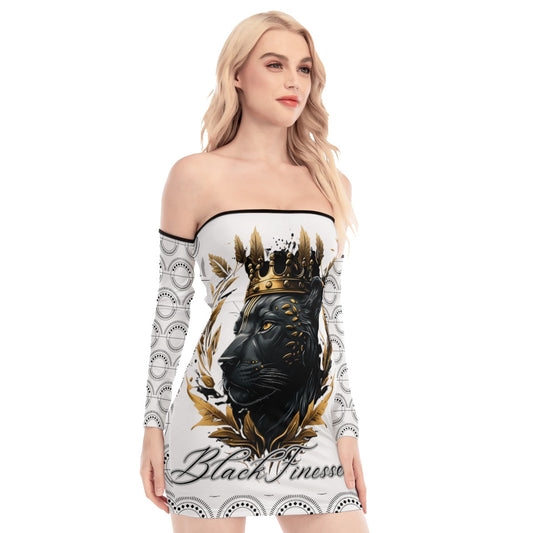 Black Finesse MILF Off-Shoulder Lace-Up Dress — product image 2