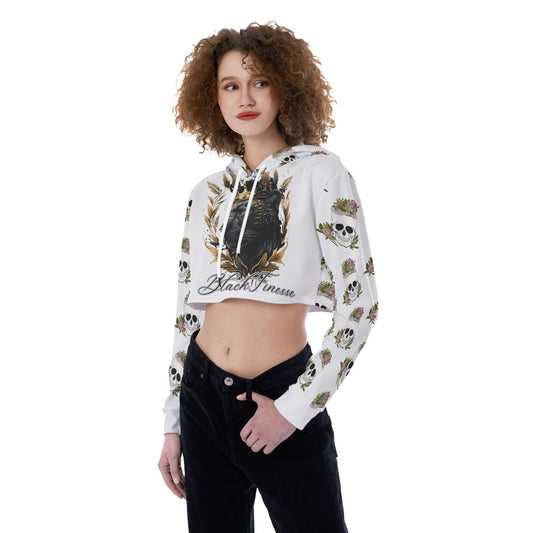Black Finesse Skull & Roses Cropped Hoodie