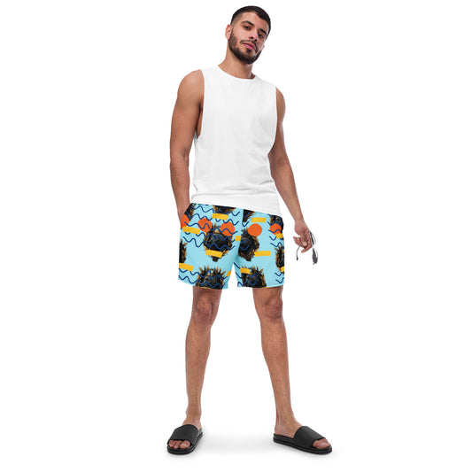Black Finesse Block Logo Swim Trunks — front view