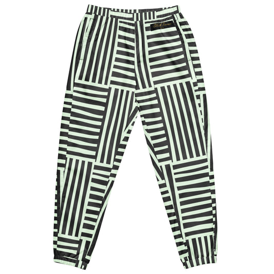 Black Finesse Mintline Lightweight Track Pants in Black, Mint Green — front view