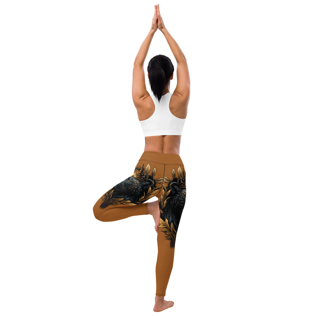 Black Finesse Umber Reverse Panther High-Waist Leggings — back view