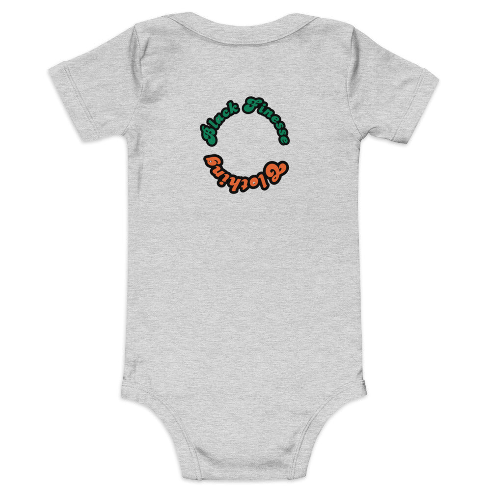 Black Finesse A Lil Bougie Baby Bodysuit — Athletic Heather, back view