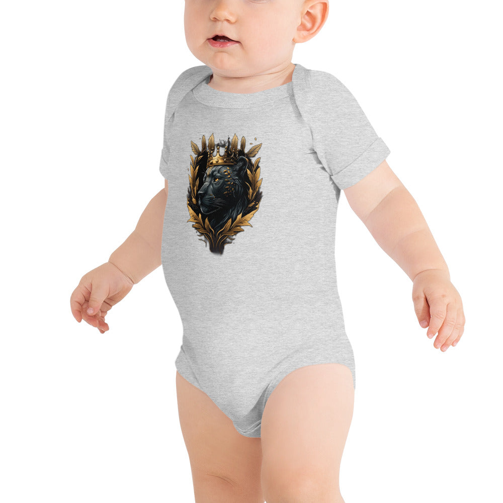 Black Finesse Signature Logo Baby Bodysuit — front view