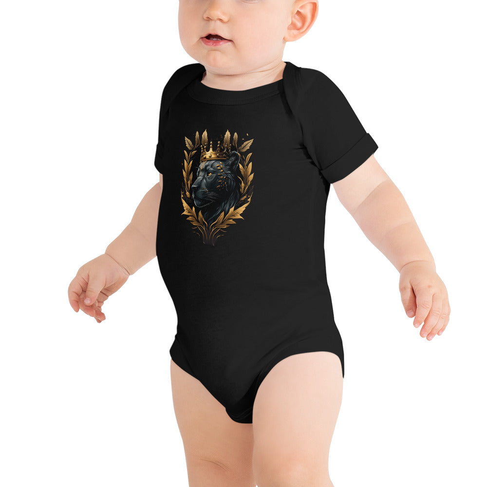 Black Finesse Signature Logo Baby Bodysuit — front view