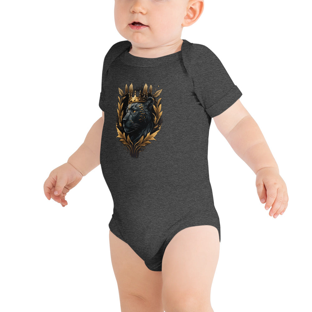 Black Finesse Signature Logo Baby Bodysuit — front view