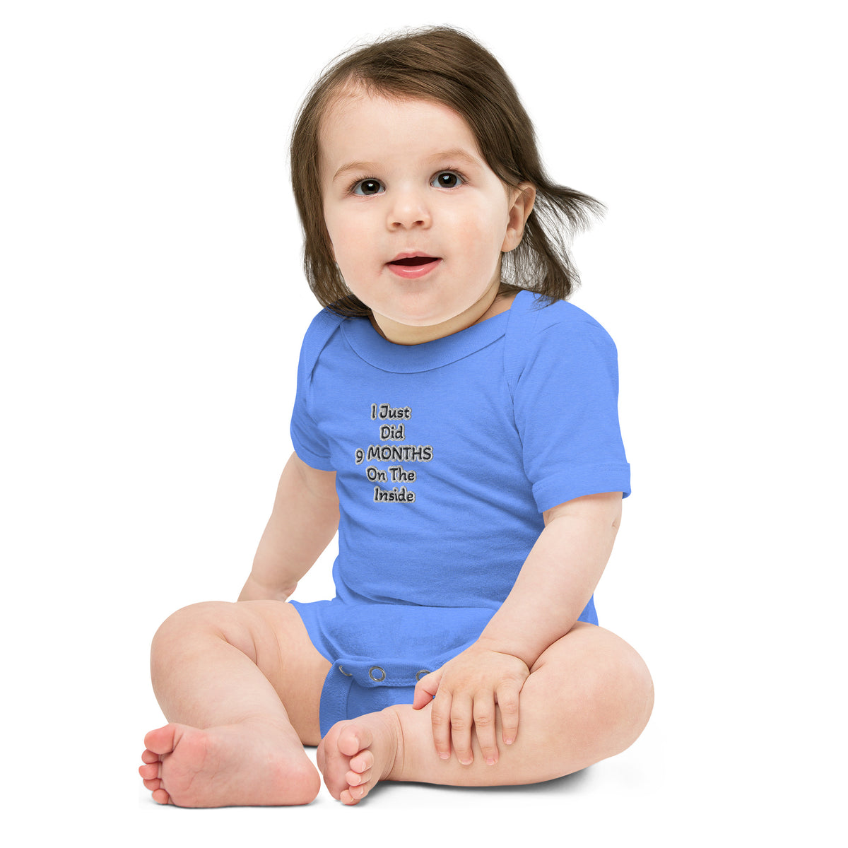 Black Finesse 9 Months Baby Bodysuit — Heather Columbia Blue, front view