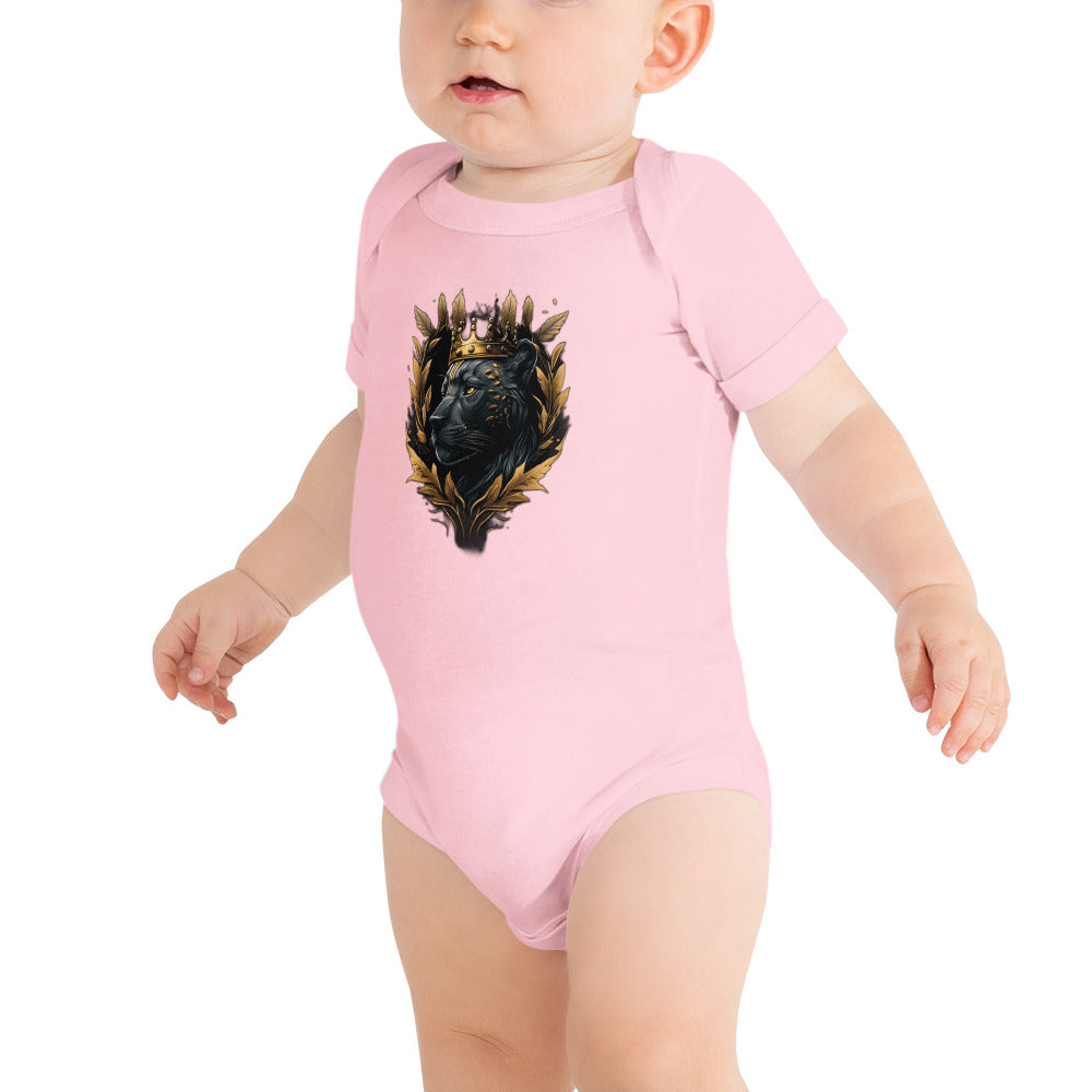 Black Finesse Signature Logo Baby Bodysuit — front view