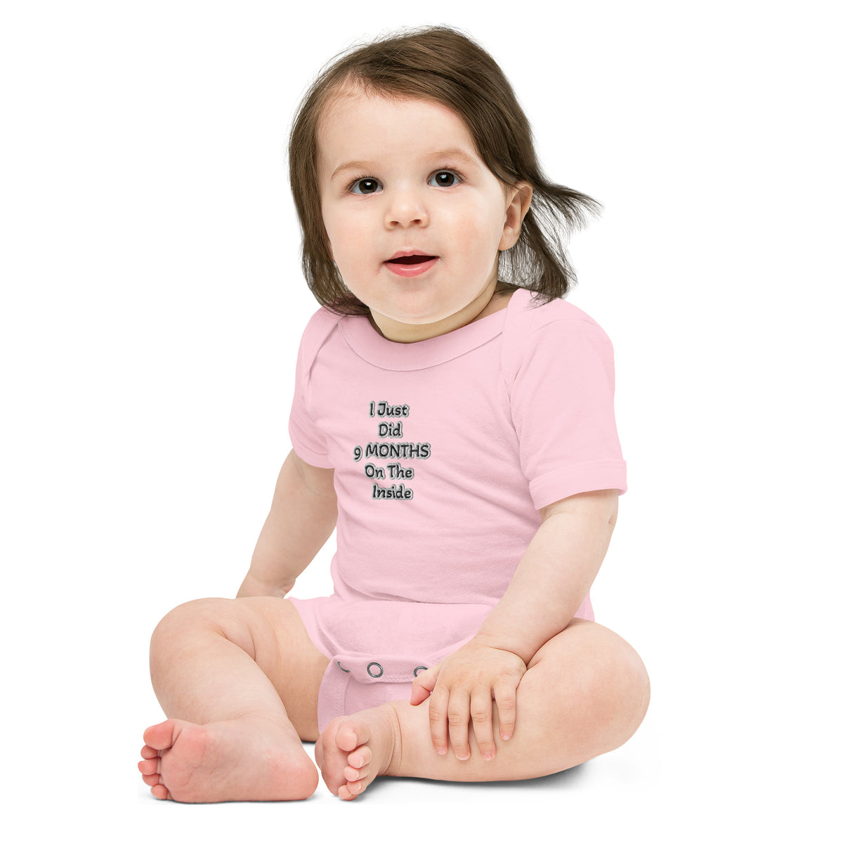 Black Finesse 9 Months Baby Bodysuit — Pink, front view