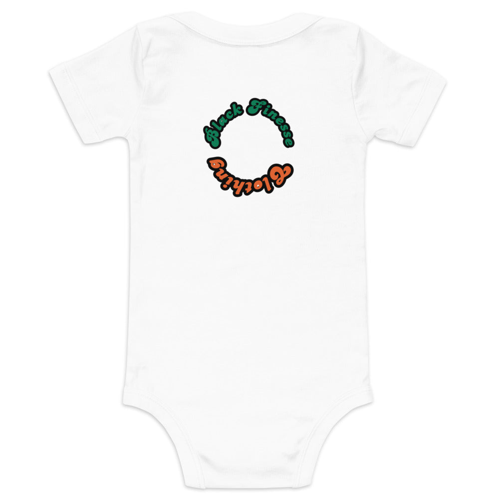Black Finesse A Lil Bougie Baby Bodysuit — White, back view