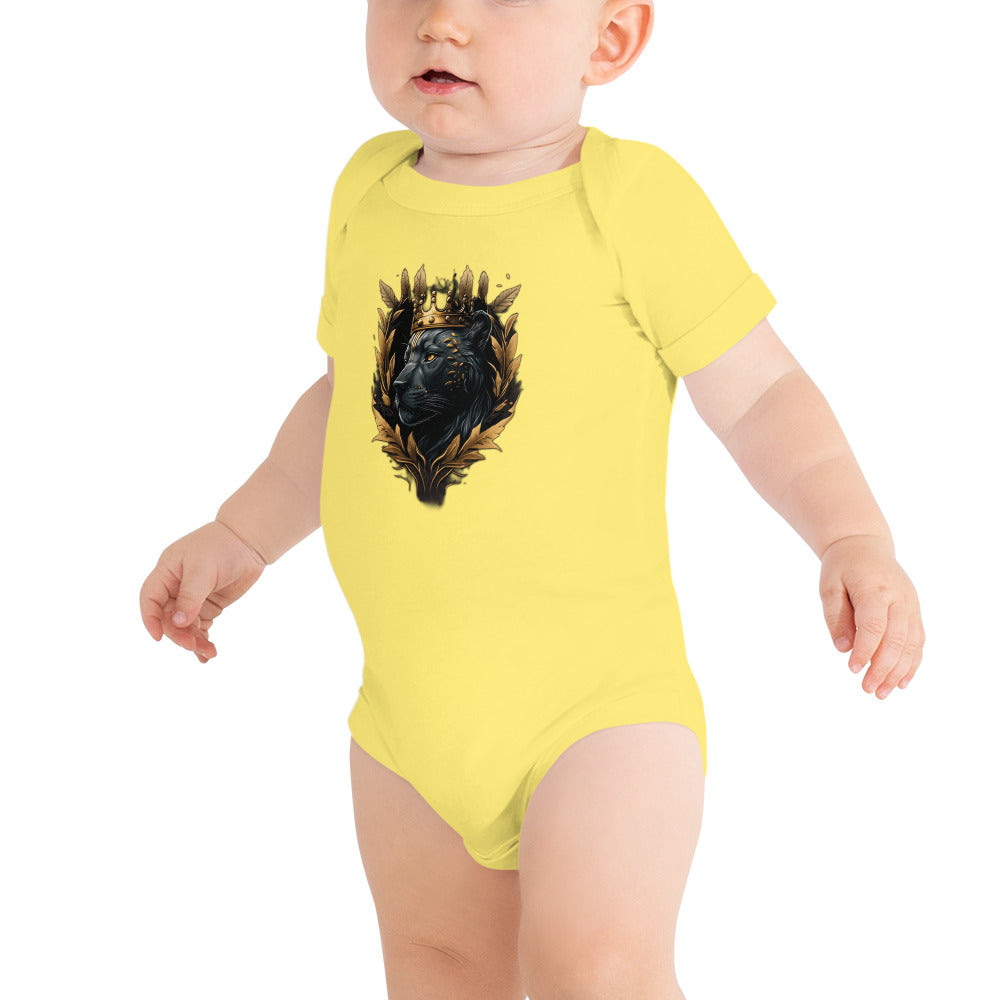 Black Finesse Signature Logo Baby Bodysuit — front view
