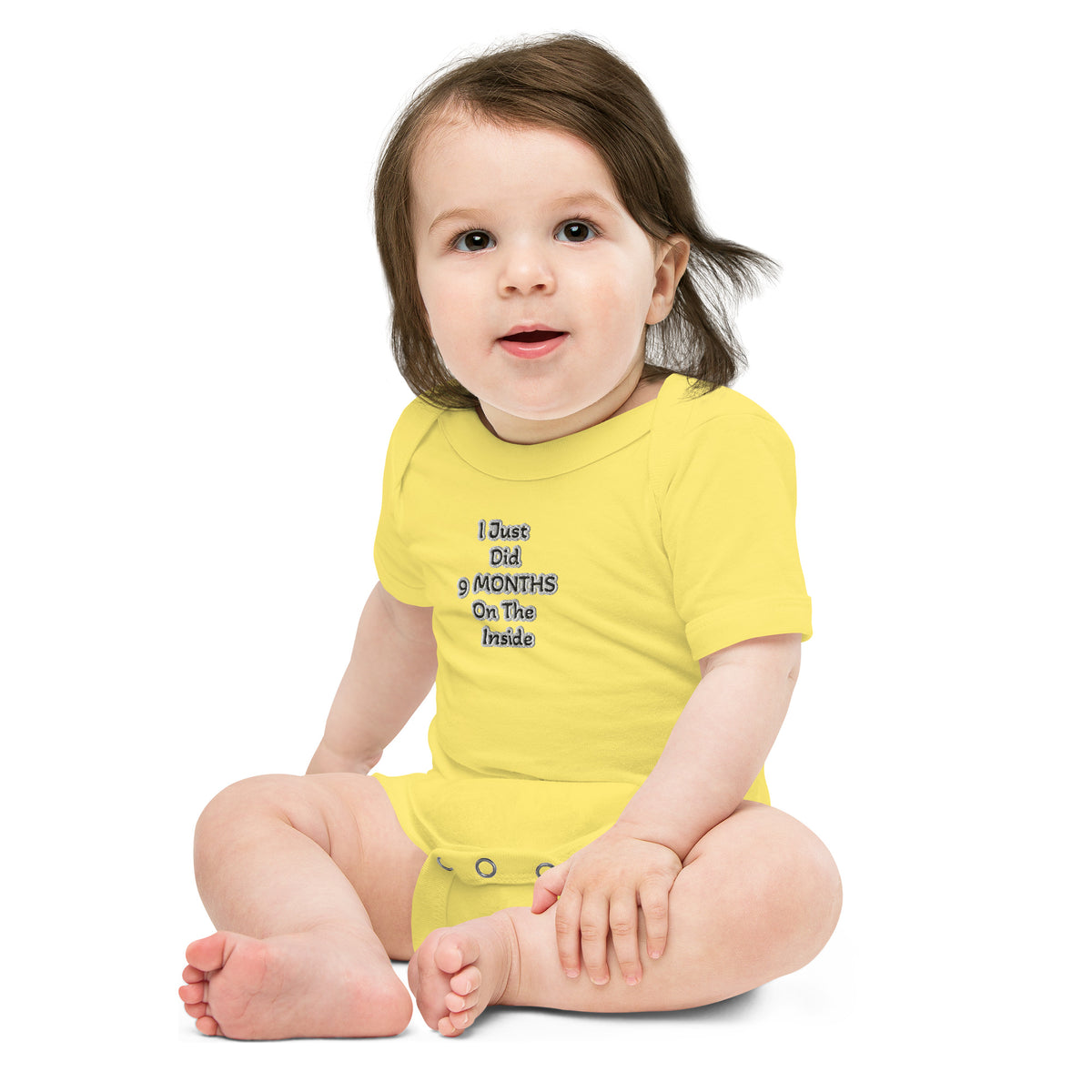 Black Finesse 9 Months Baby Bodysuit — Yellow, front view