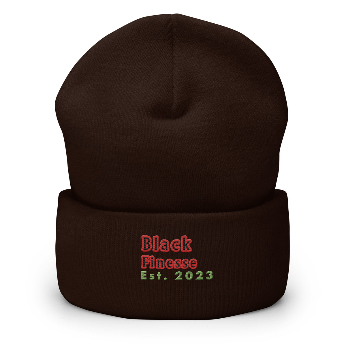 Black Finesse Signature Cuffed Beanie — front view