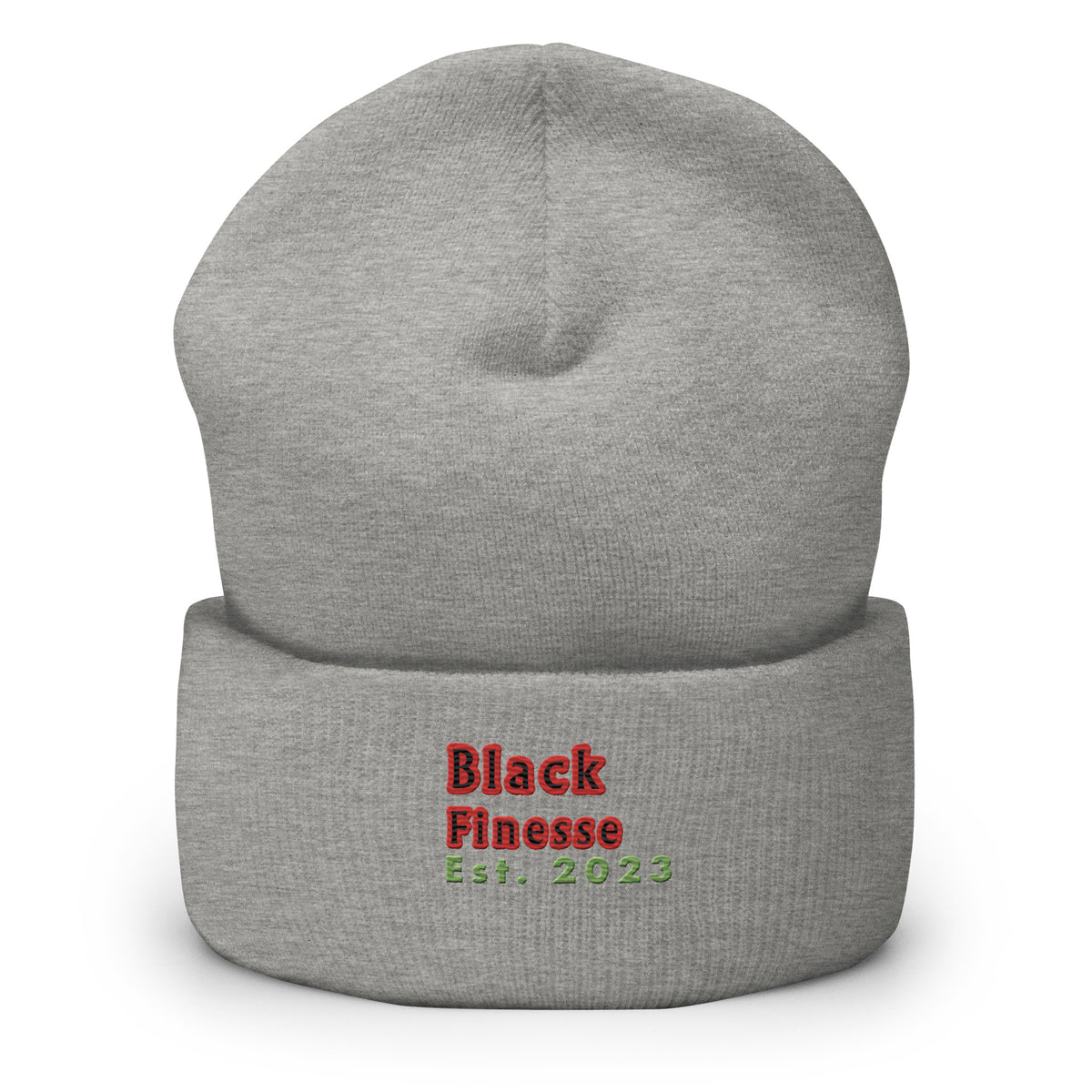Black Finesse Signature Cuffed Beanie — front view