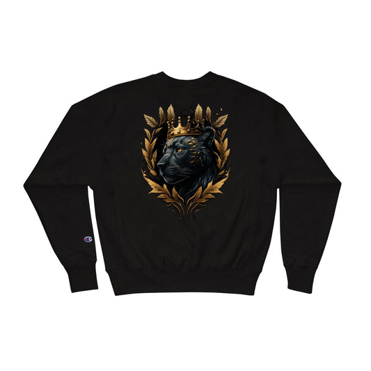 Black Finesse Panther Champion Sweatshirt in Black — back view