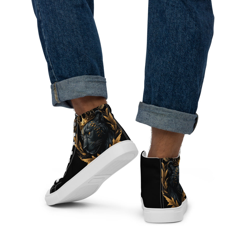 Black Finesse Streetwalker Canvas Sneakers in Black, White, Gold — back view