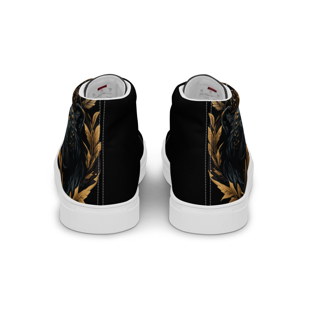 Black Finesse Streetwalker Canvas Sneakers in Black, White, Gold — back view