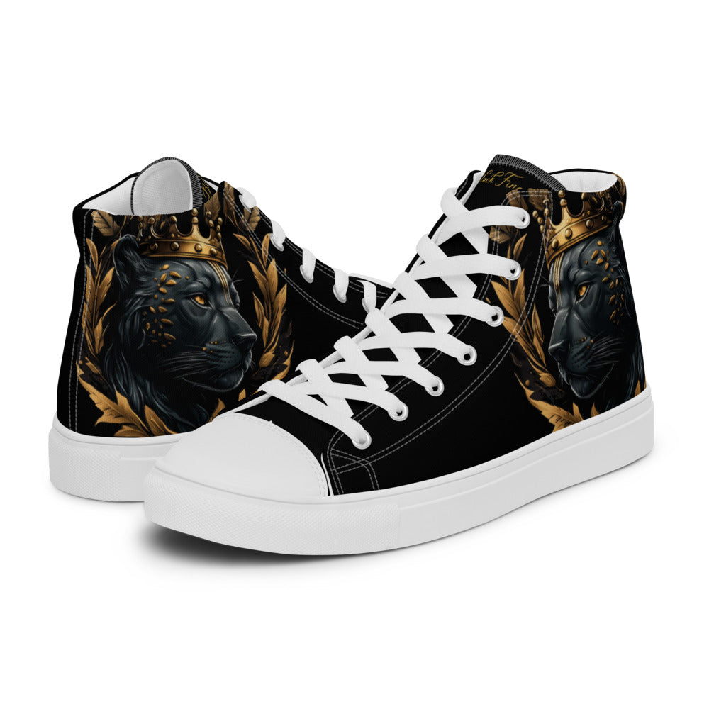 Black Finesse Streetwalker Canvas Sneakers in Black, White, Gold — left view