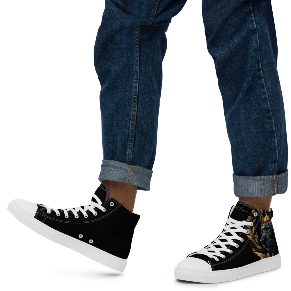Black Finesse Streetwalker Canvas Sneakers in Black, White, Gold — left view